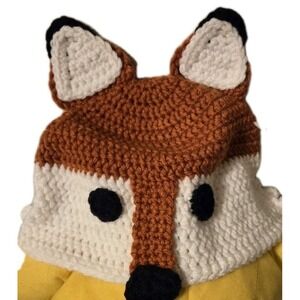 New Never Worn Youth Handmade Crochet Fox Beanie Hat, Craft Show, Christmas Gift